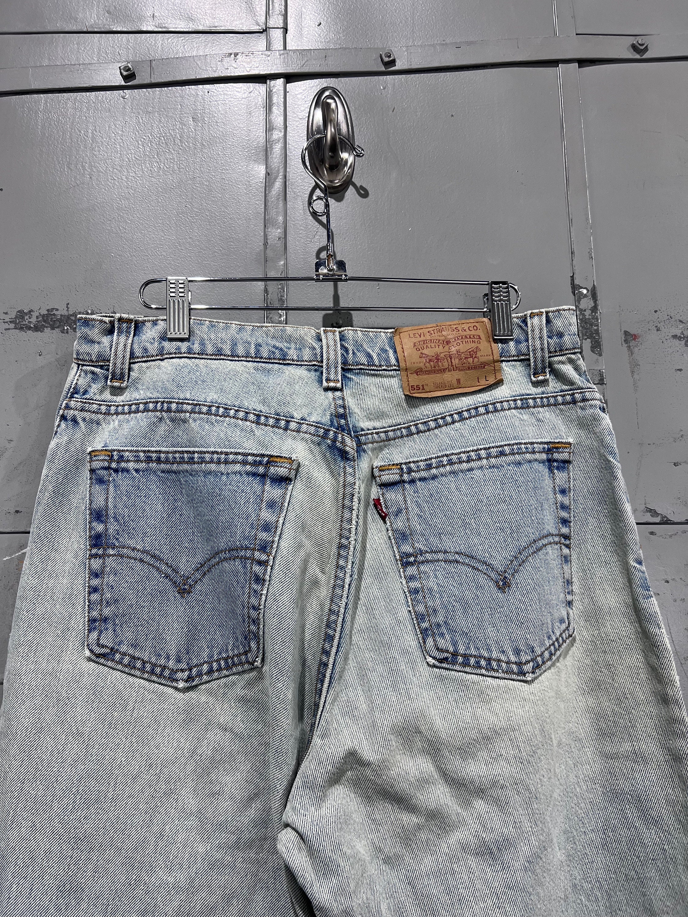 Size 30 X 33 1990s Levi's 551 Distressed Light Wash Denim