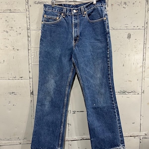80s 34 waist Orange Tab Levi’s 517 boot cut denim jeans cowboy western style dark wash