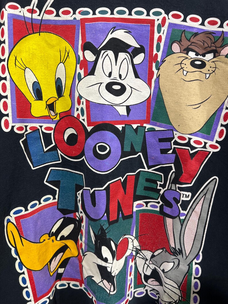 Vintage 90s Looney Tunes Characters Graphic Tshirt Taz, Tweety Bird
