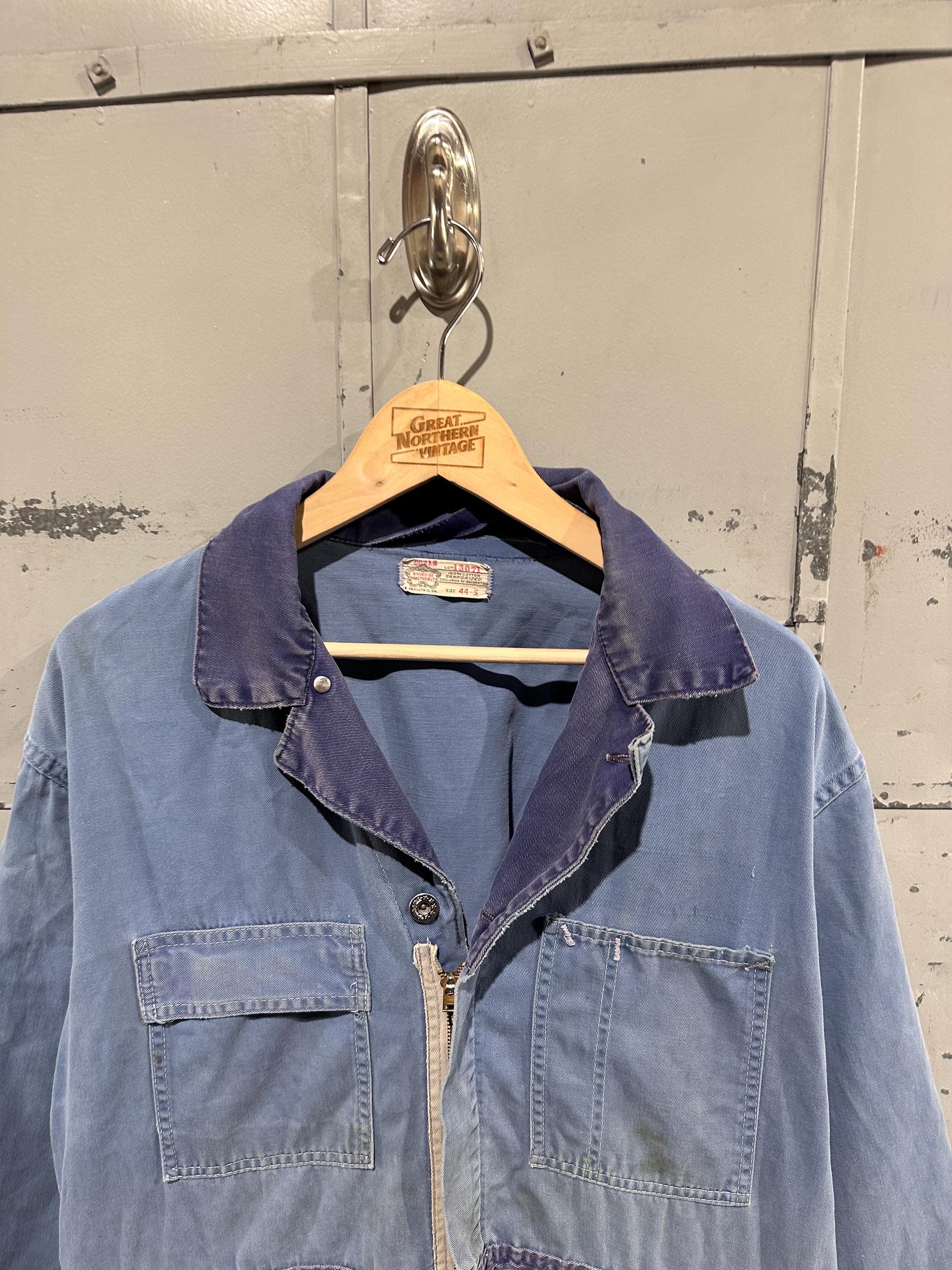 True Vintage 50s Blue Cotton Riverside Masterbilt Brand Distressed