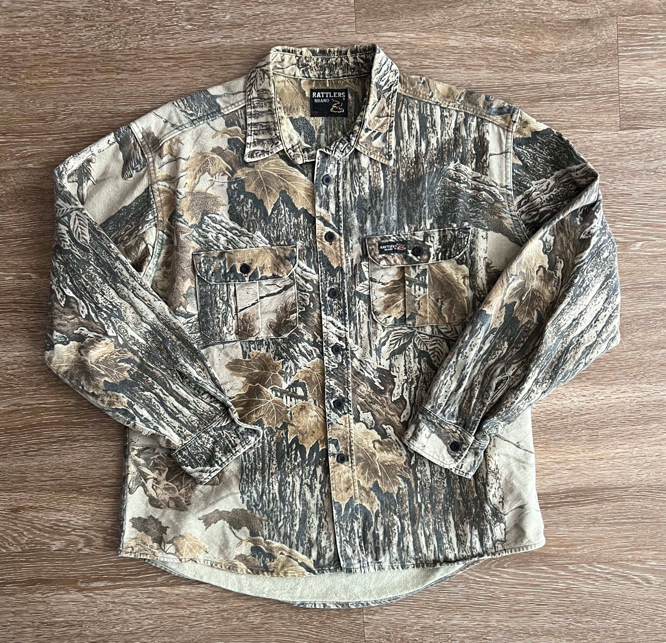 Vintage rattlers brand Camo button up t shirt. - Depop