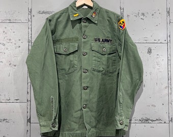 70's OG-107 Fatigue Button Up Shirt- Vietnam War(Army Green)