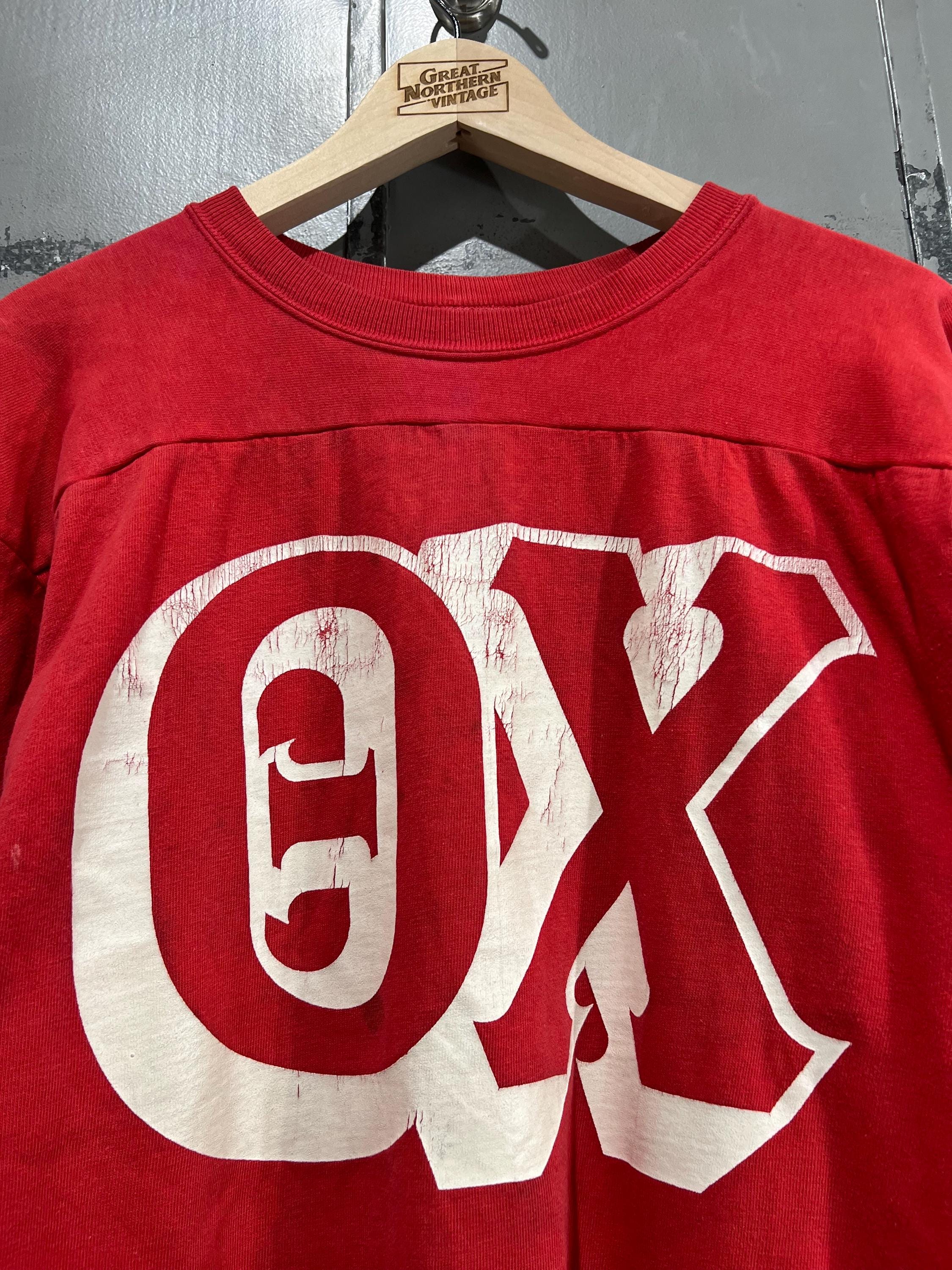 L 60s Theta Chi Football Jersey Tshirt 100% Cotton Red Hanes - Etsy