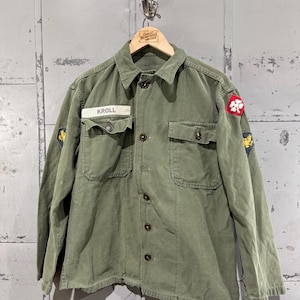 Vintage 60&#39;s OG-107  First pattern Shirt Fatigue Button Up Shirt- Korean War(Army Green) Type 1
