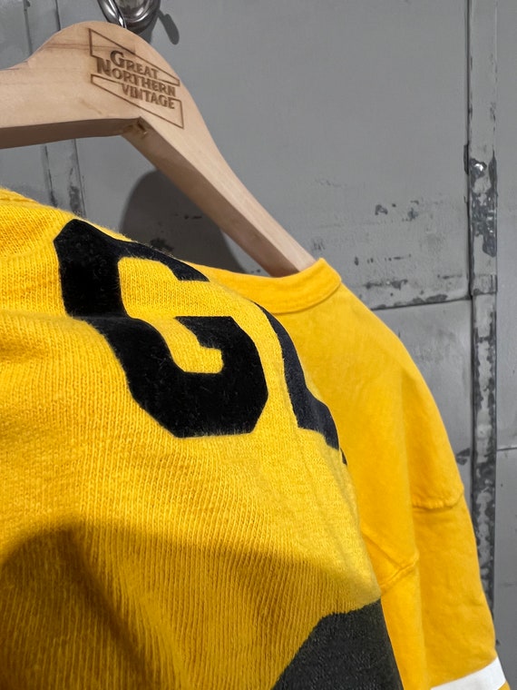 70s vintage yellow × blue football tee L 70s Champion Blue Bar Football Jersey T-shirt Vintage