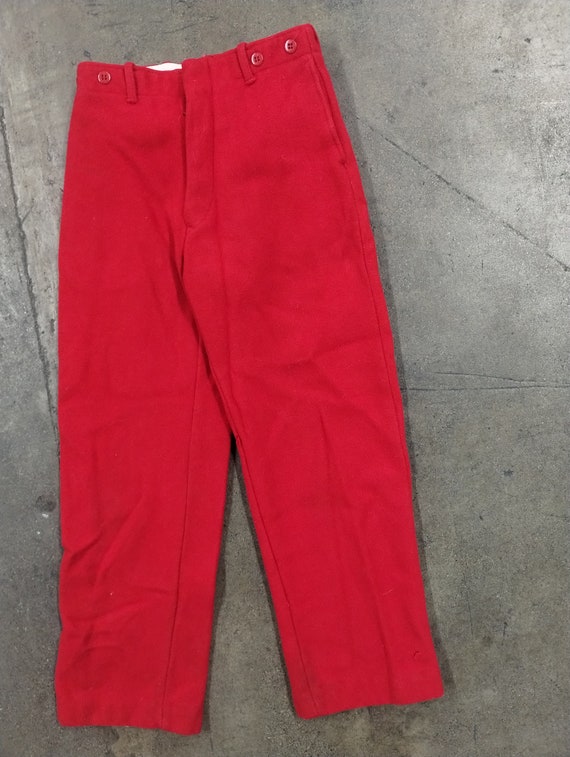 28x28 60s Vintage Hunting Pants Red Wool Pants Bu… - image 1