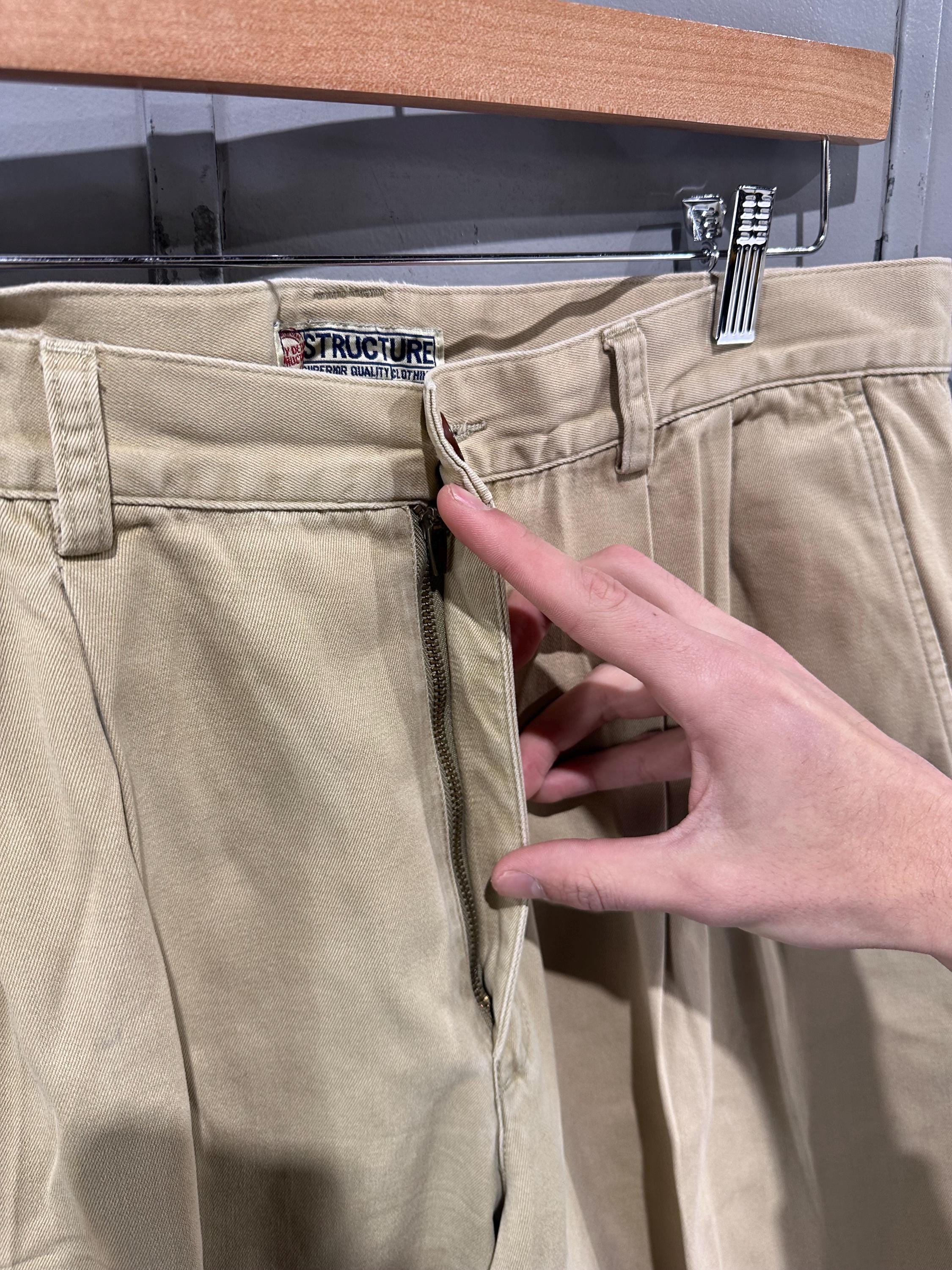 Vintage 90s Structure Brand Urban Utility Beige Pleated Cuffed
