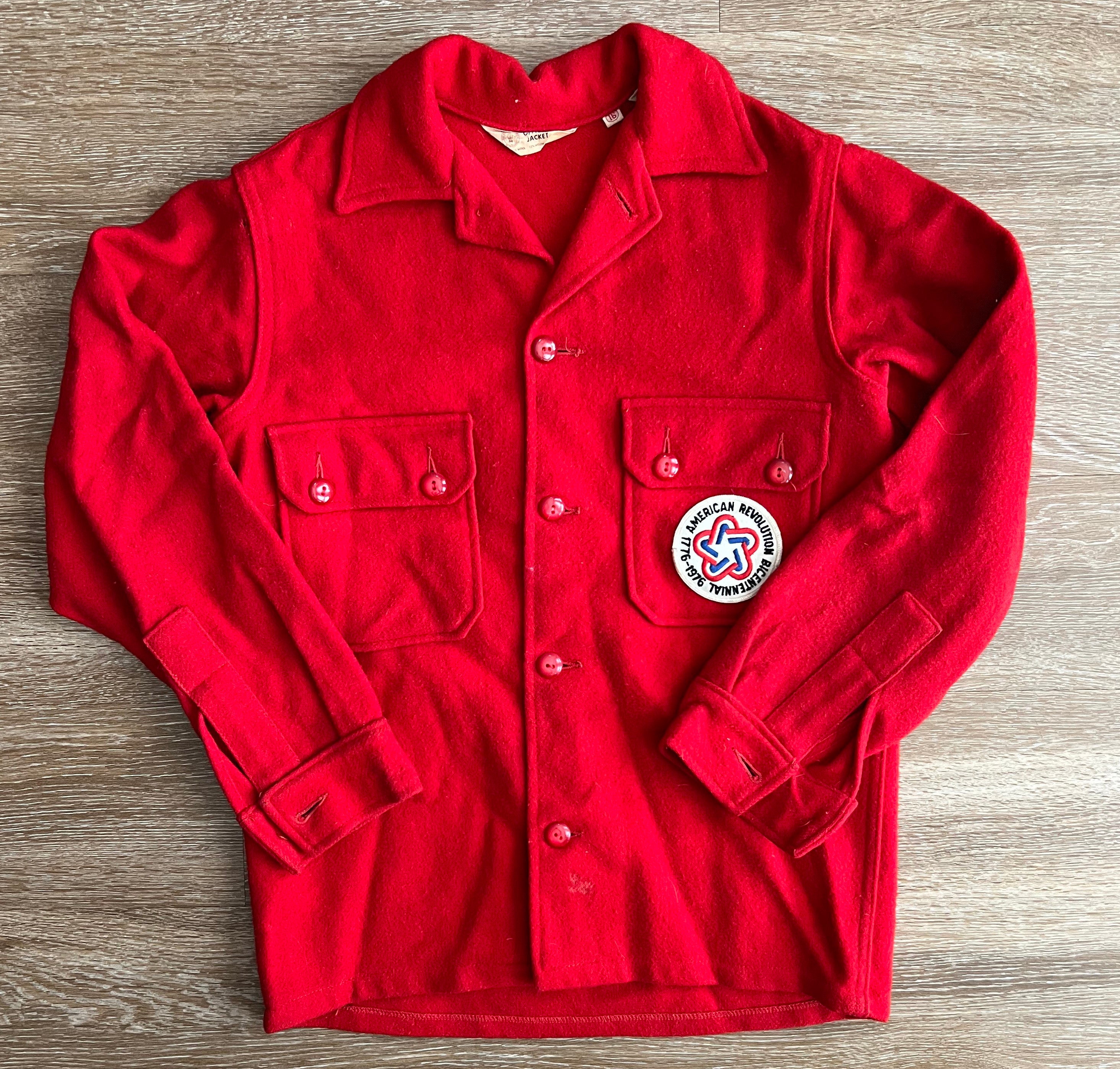 70's Boy Scouts Red Wool Official Jacket Men's Small Size 16 70's Boy Scouts Red Wool Official Jacket Men's Small Size 16