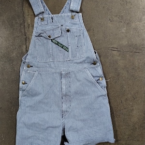 30x4 80&#39;s Key Imperial Denim Cutoff Railroad Overalls 1960s Boro Sashiko Repaired Farmer Trendy Halloween Costume Mechanic