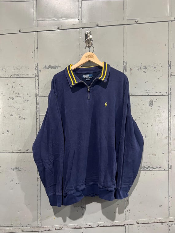Vintage Polo Ralph Lauren Cotton 1/4 Zip Knit Pullover Sweater