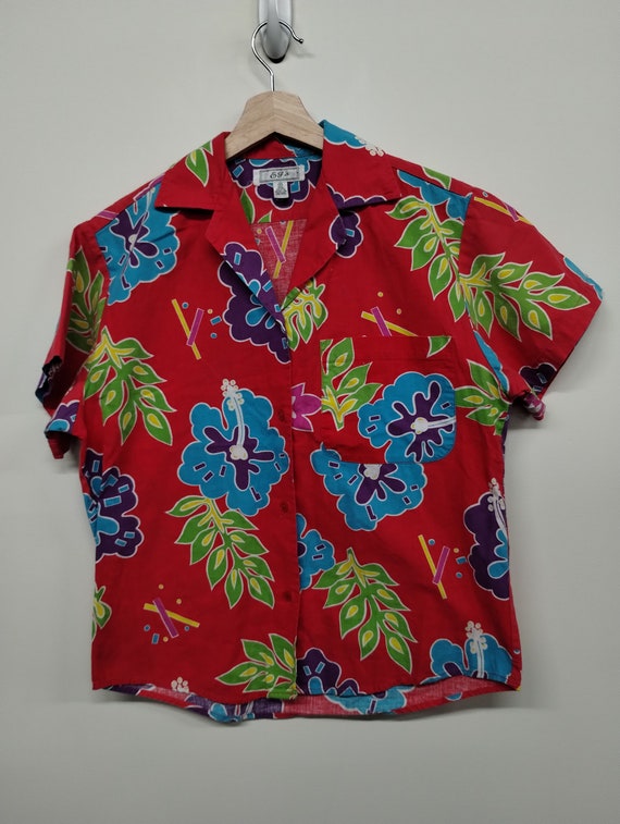 S  90’s EJ's Aloha Floral Shirt S Cotton 1990s 19… - image 1