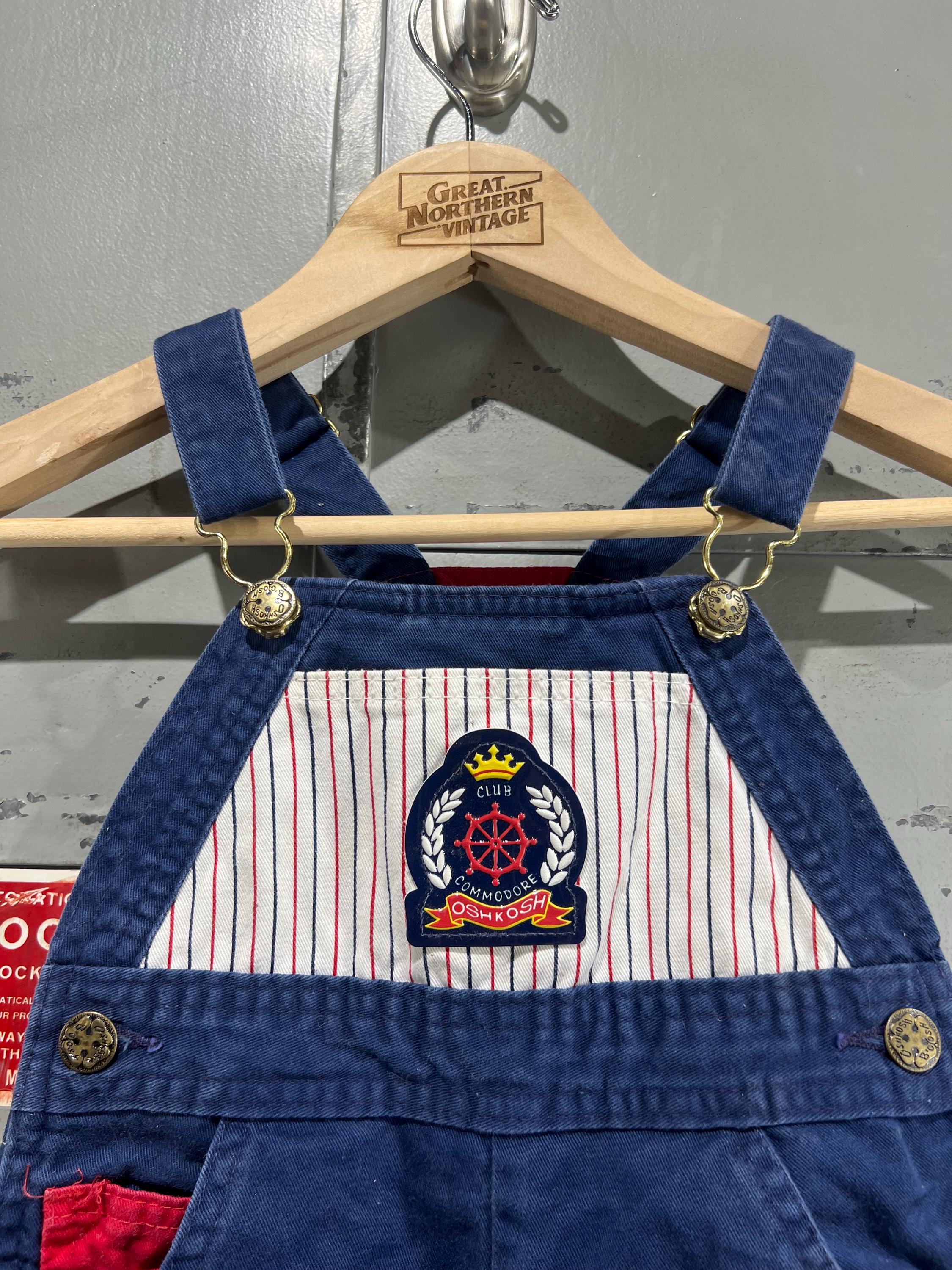 Vintage 90s Oshkosh Denim Overalls Club Commodore Sailor Kids Size  