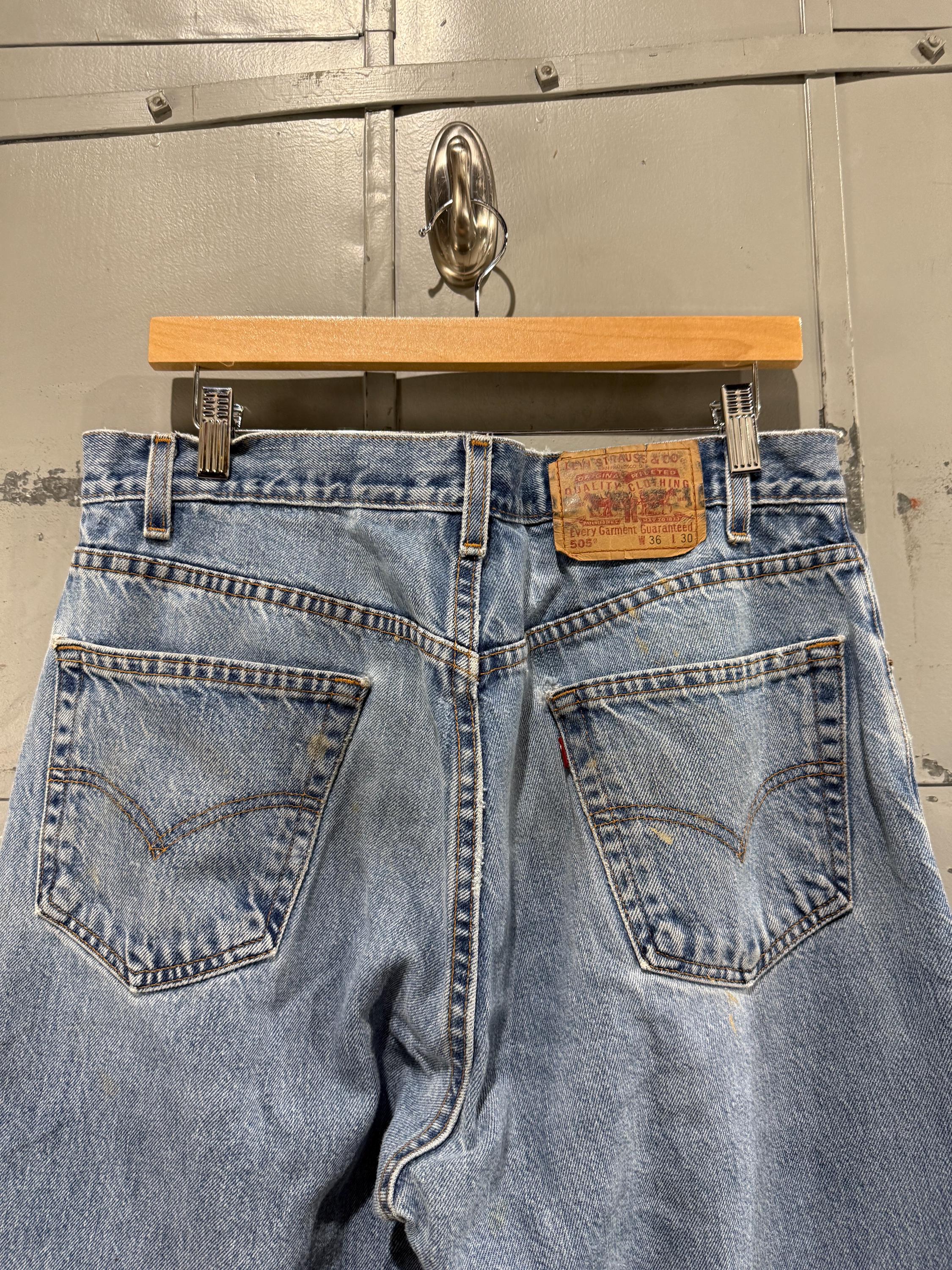 とみだい 　Levi's 505 ストレートデニム ウォッシュド加工 ヴィンテージ リーバイス 505 ダメージ加工 ストレートレッグ ライト