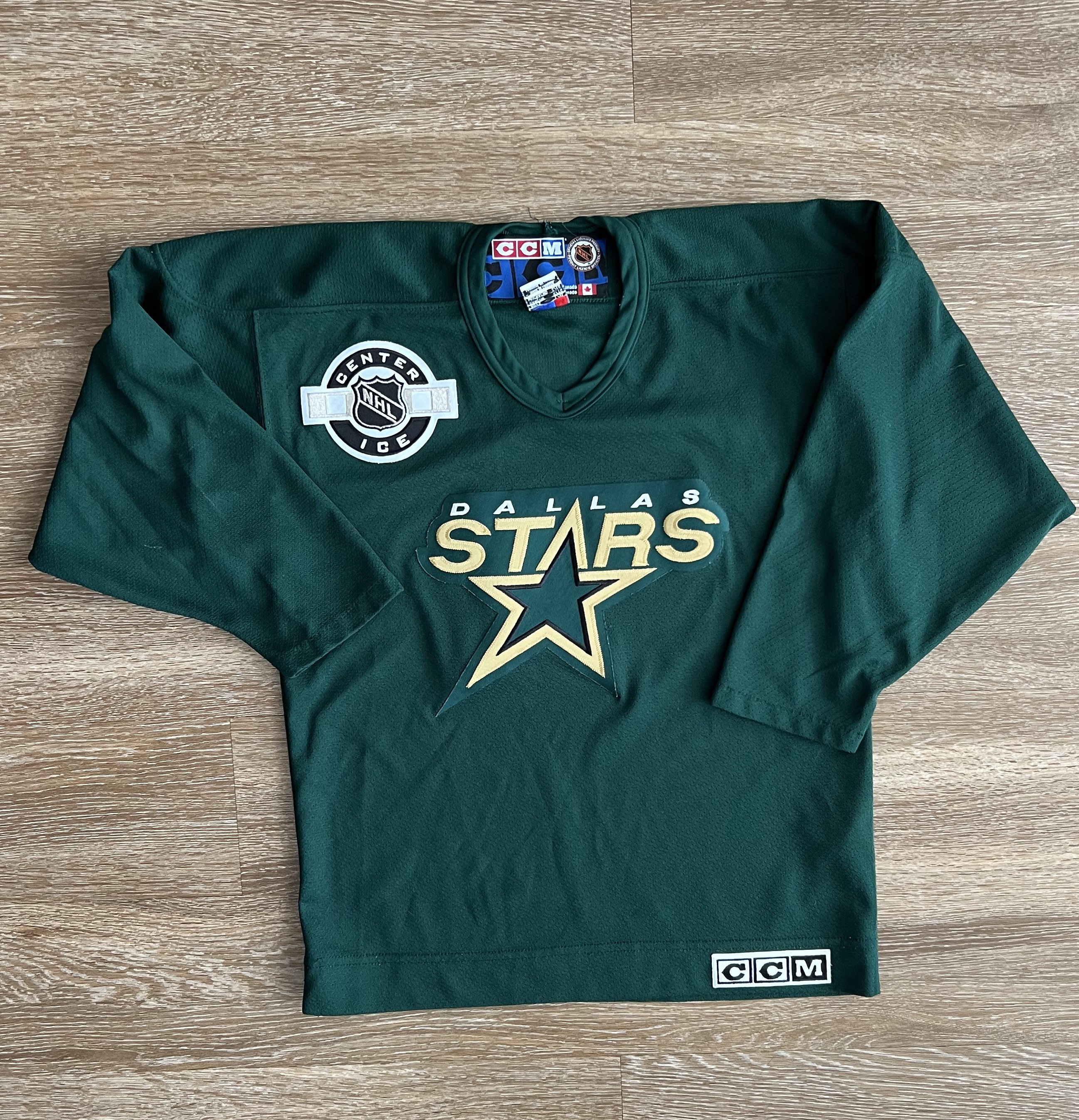 ED BELFOUR DALLAS STARS CCM VINTAGE BLACK JERSEY NHL MEN SEWN LARGE