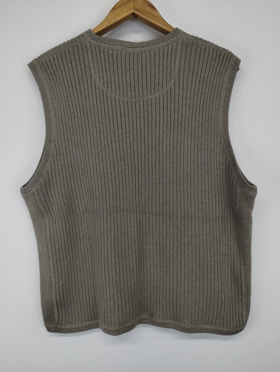 M 90s Eddie Bauer Tan Cardigan Vest Knit Sweater … - image 4