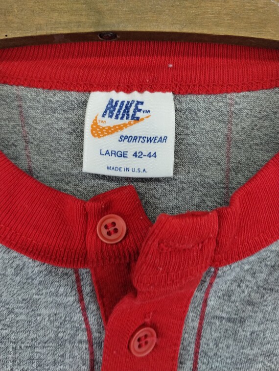 L 80s Nike Striped Tshirt Baseball Raglan Cotton … - image 5