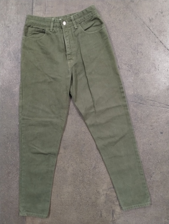27x29.5 90s Guess Jeans Olive Green Wash Tapered … - image 1