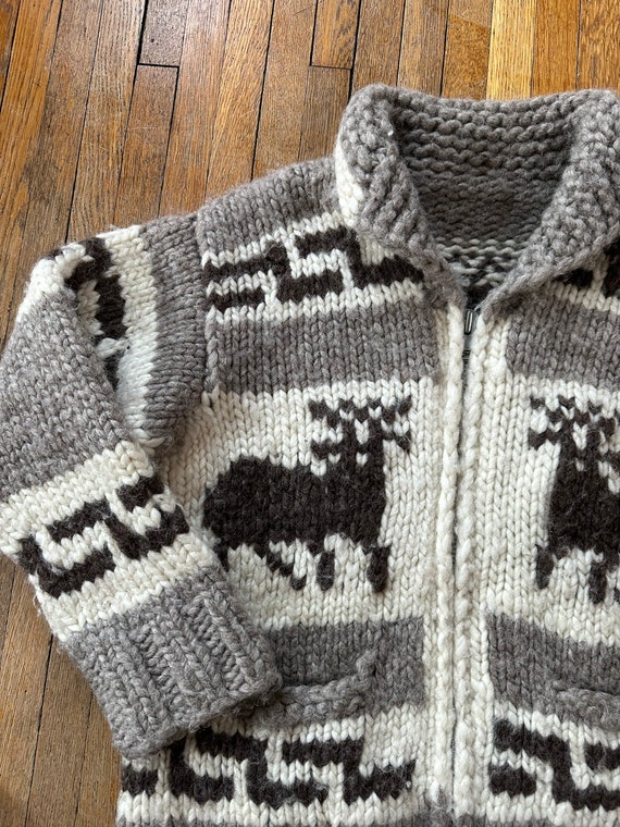 Deer cowichan sweater vintage made in Canada hand… - image 3