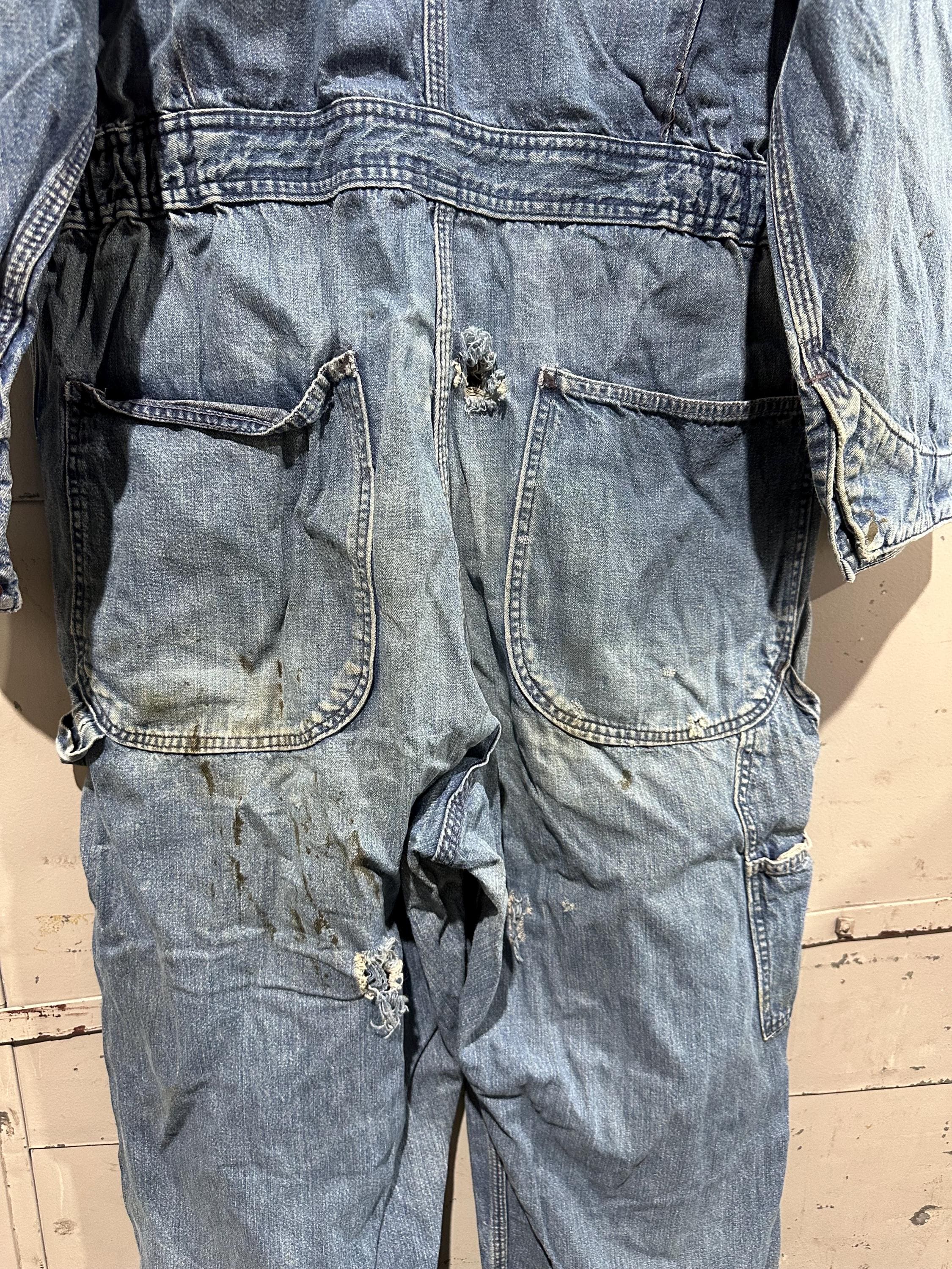 True Vintage 60s Distressed Thrashed Big Mac Work Wear Blue