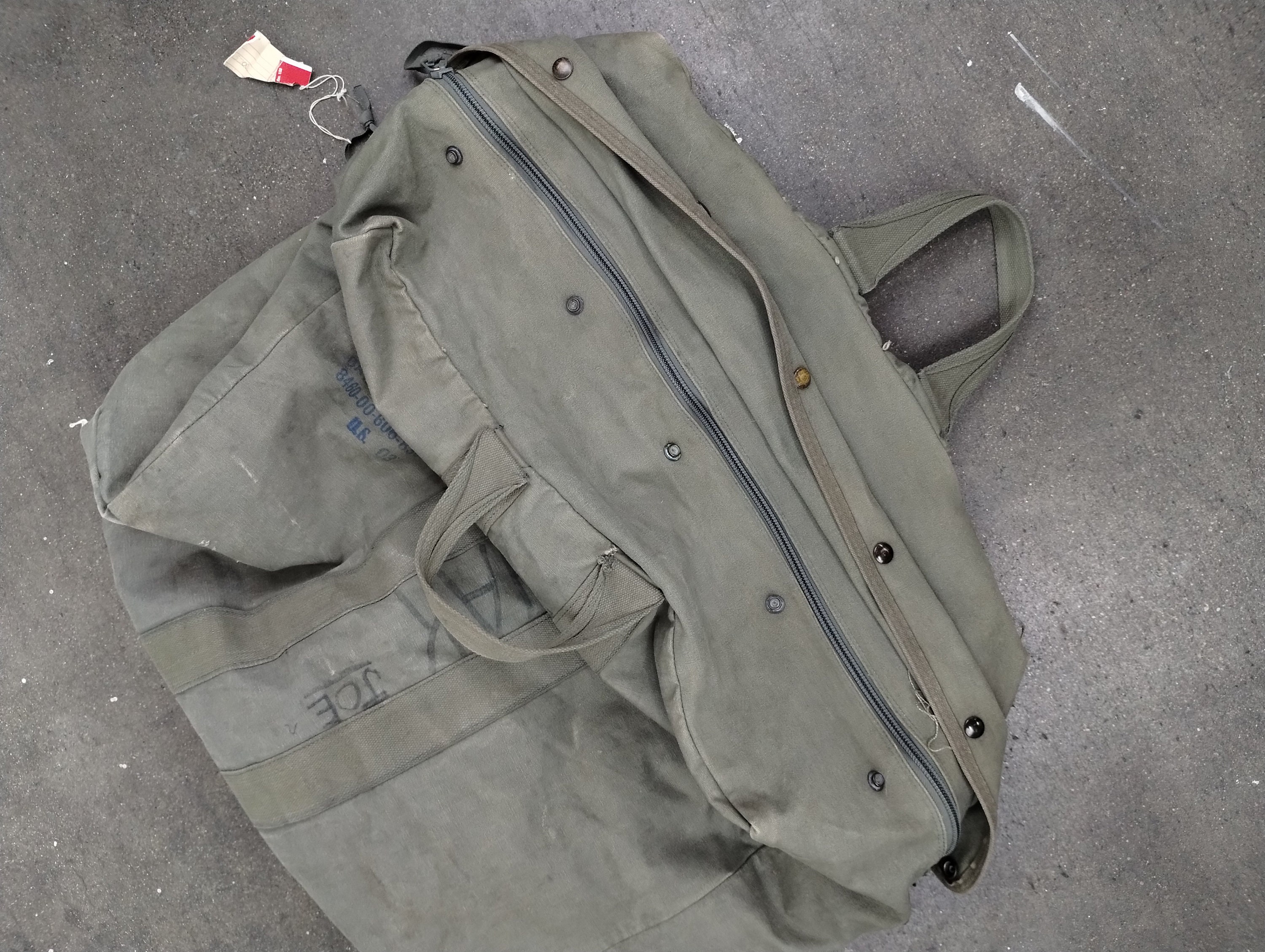 80s US Army Kit Duffle Aviators Duffle Bag Cotton Canvas OG 107