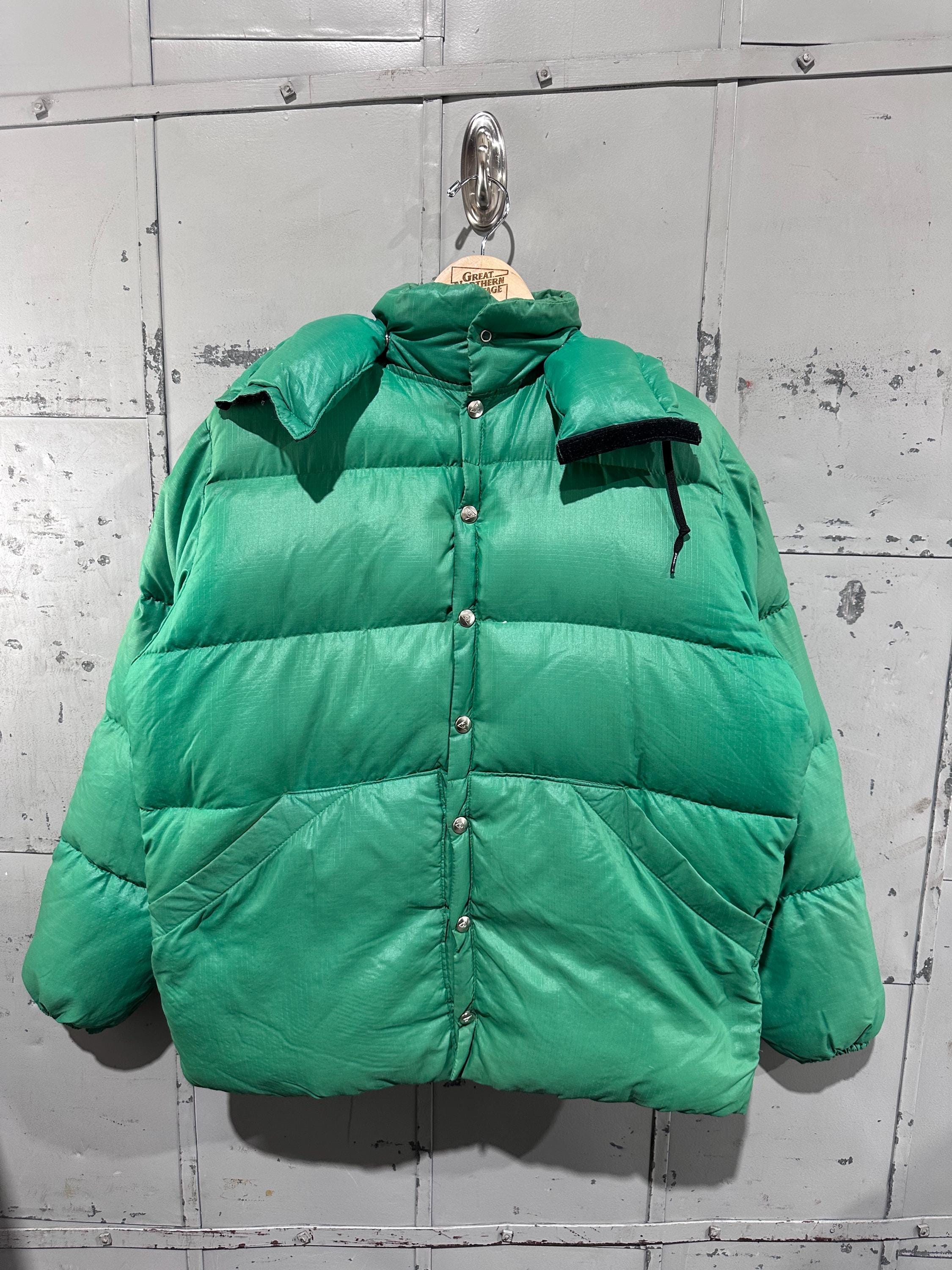 Vintage 1980s Green Apple Green Gerry Down Hooded Puffer Outdoor 