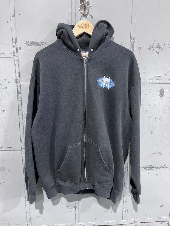 Large 2000s Blue Man Zip up Sweatshirt Basic Blank Sportswear