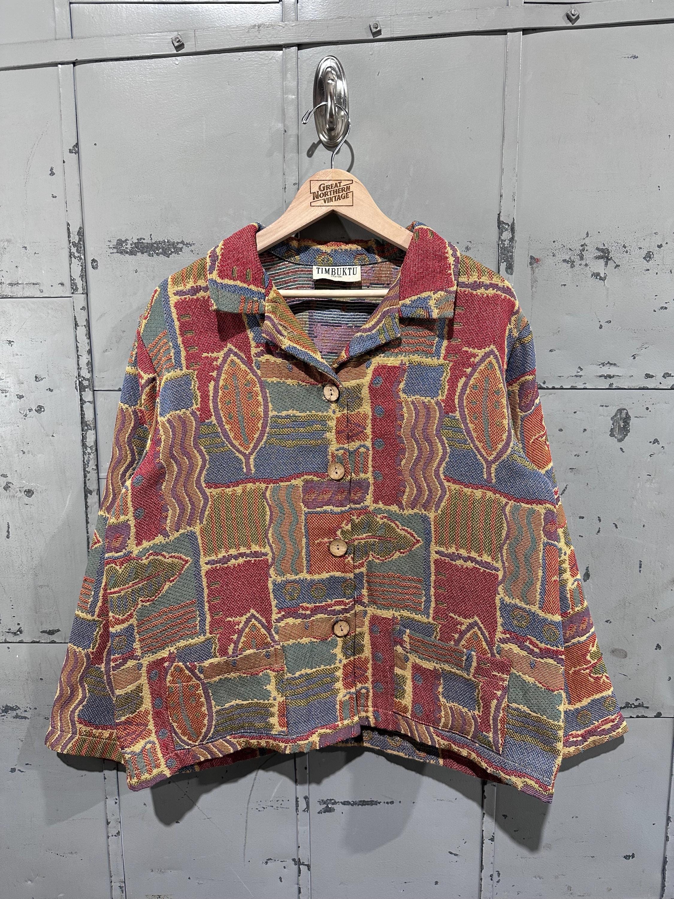 Vintage 90s Autumn Colors Funky Multi Colored Psychedelic Timbuktu