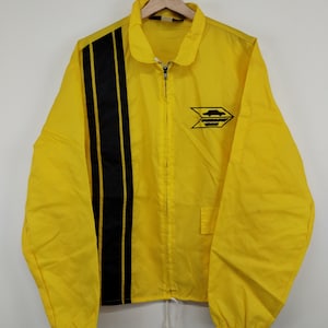 XL 70’s Dunbrooke Pla Jac Racing Yellow Jacket 1970s 1980s XLarge Hippie Rancher Western Nascar Race Track Crew Windbreaker