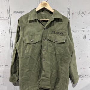 70&#39;s Earth Tone OG-107 Fatigue Button Up Shirt Vietnam War(Army Green) medium