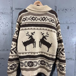 ヴィンテージ 70年代 カウチンニット セーター トナカイ柄 カナダ製