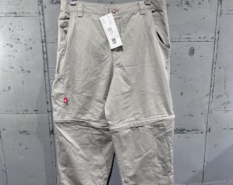 Vintage 90s The North Face NWT Tactical Utility Cotton Beige Convertible Hiking Outdoors Pants 36