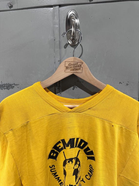 Vintage 70s Bemidji Hockey Camp 3/4 Sleeve Thrashed Distressed
