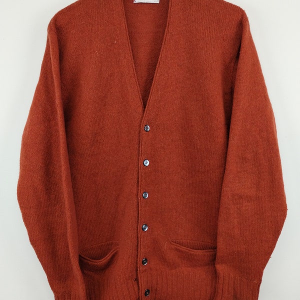 XL 80s McGregor Crimson Wool Acrylic BlendKnit Cardigan Jacket Shacket Large 1990s 1980s XLarge Cottage Grandma Cute Fall Autumn