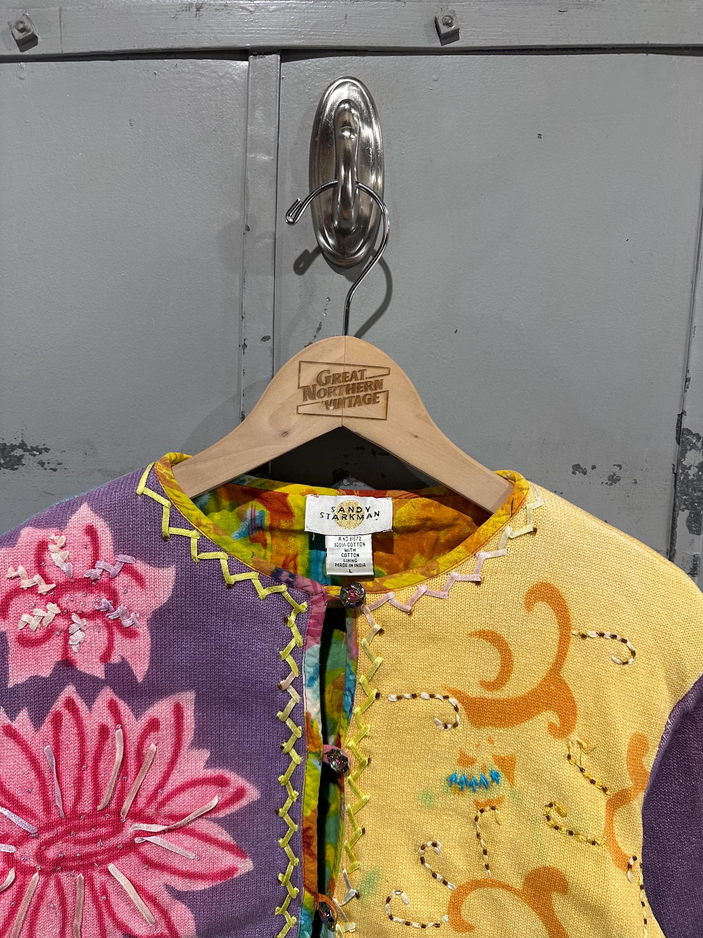 Vintage 90s Sandy Starkman Patchwork Indie Rainbow Whimsical