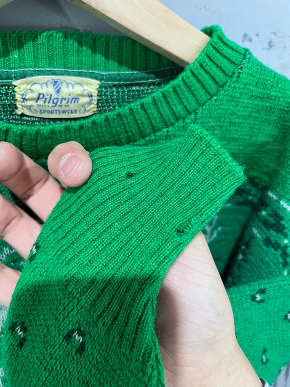 Small 50s Sweater Ski pilgrim  Wool Picture Knit … - image 6
