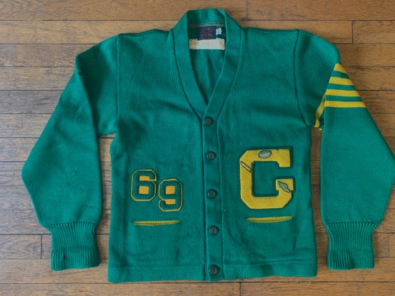 Small 60s Wool Varsity Cardigan Sweater Kandel Al… - image 1
