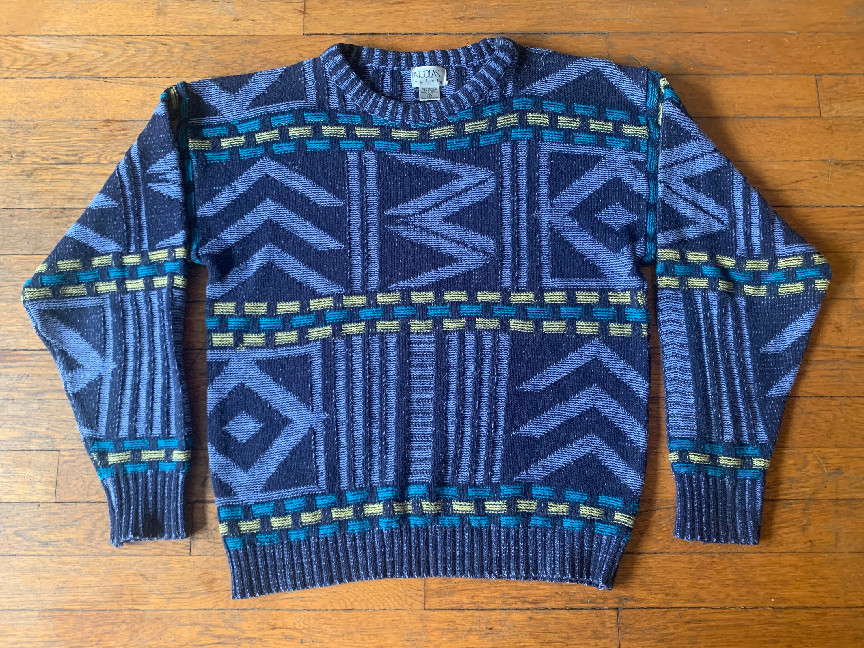 80s Nicholas Allen Geometric Abstract Pullover Sweater - Etsy 日本