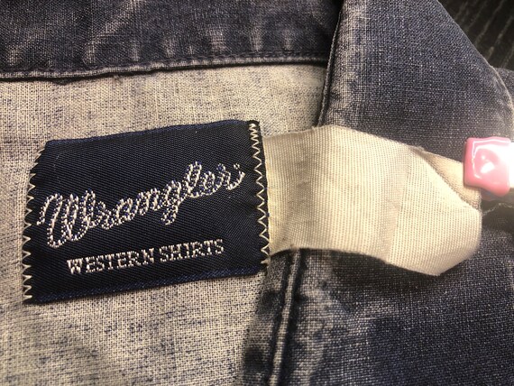 Vintage John F. Gee Cowboy Western Embroidered Blue Denim Cream Long Sleeve Shirt