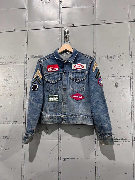 70s  size small medium selvedge Jean jacket  Dist… - image 1