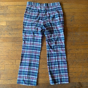 70s 38x31 Gingham Plaid Wide-Leg Flared Golf Pants image 2