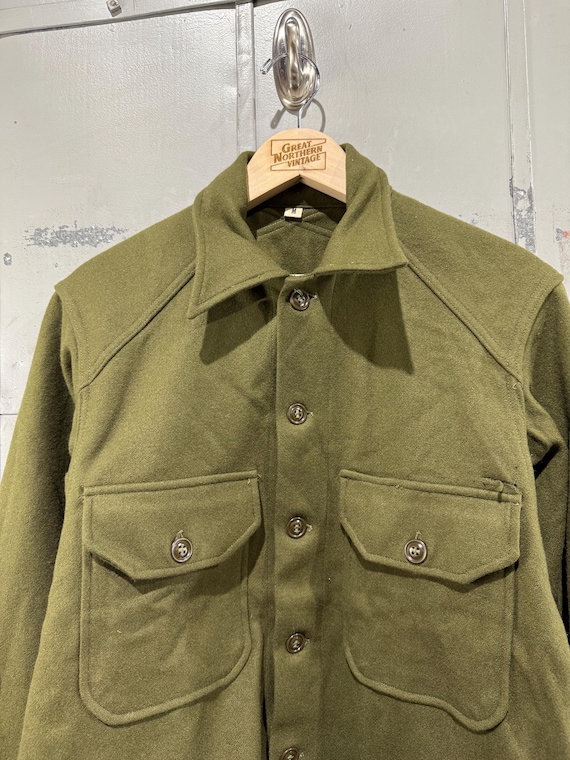 Vintage 1950s M51 Wool Field Shirt Korean War US Army OG 108 Olive