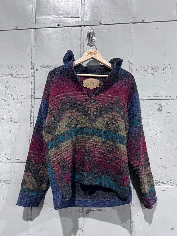 90s Woolrich Wool hoodie medium Aztec heavy winter