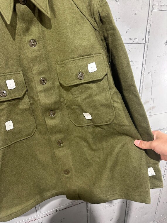 Vintage 1950s M51 Wool Field Shirt Korean War US Army OG 108 Olive