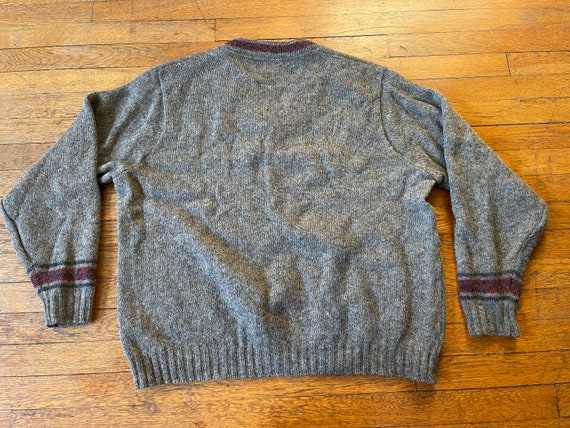 Vintage Virgin Wool Nordic Gray Land’s End V-Neck… - image 2