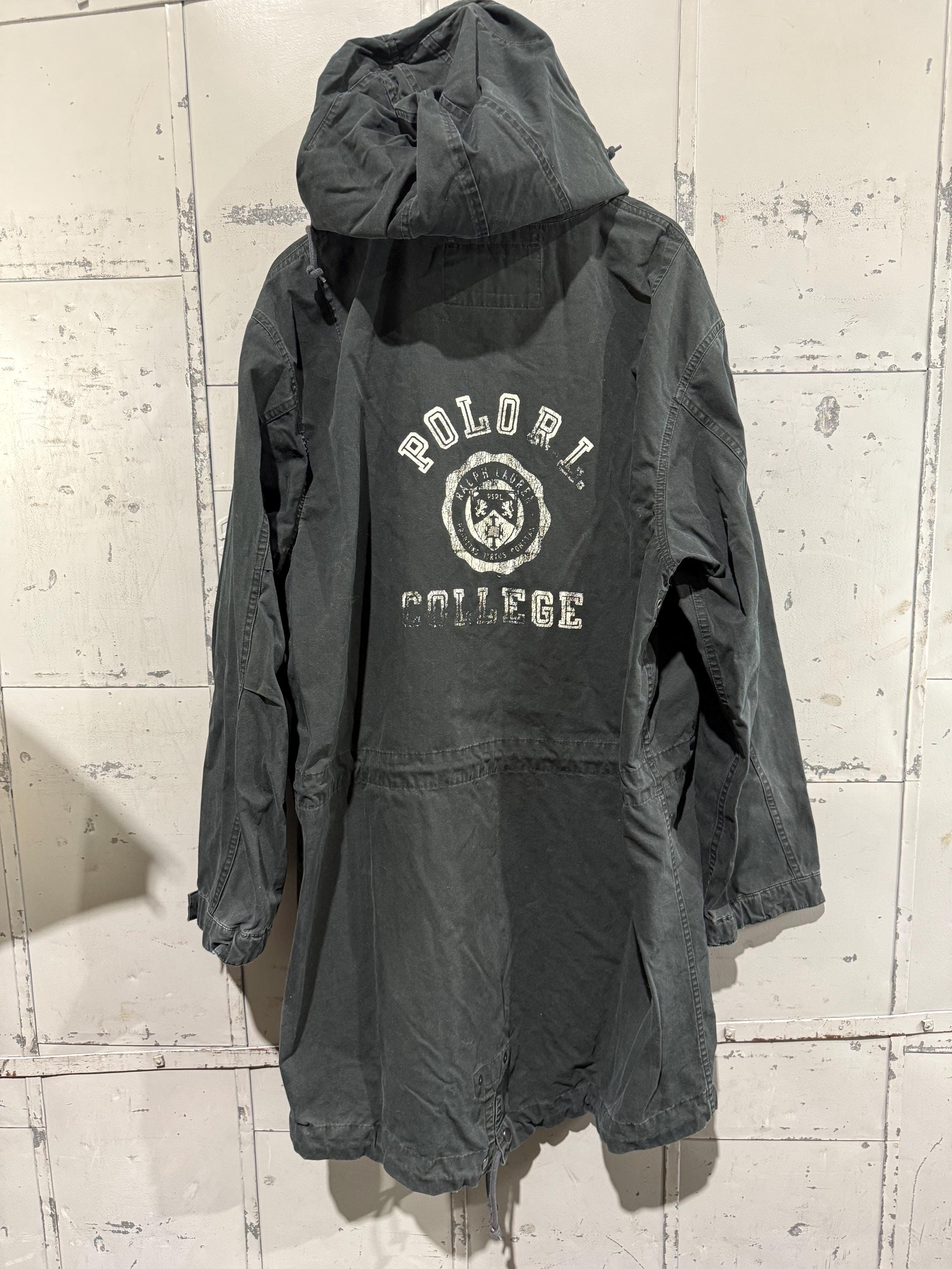 Vintage 90s Polo Ralph Lauren Fishtail Parka Black Stencil Polo