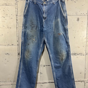 2000s size 34x32 distressed worn in denim Carhartt Carpenter Style Denim Work Jeans
