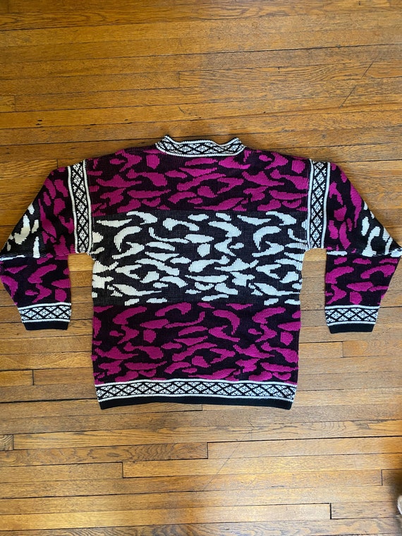 Vintage Textured Neon Pink Zebra Print 80's Sweat… - image 2