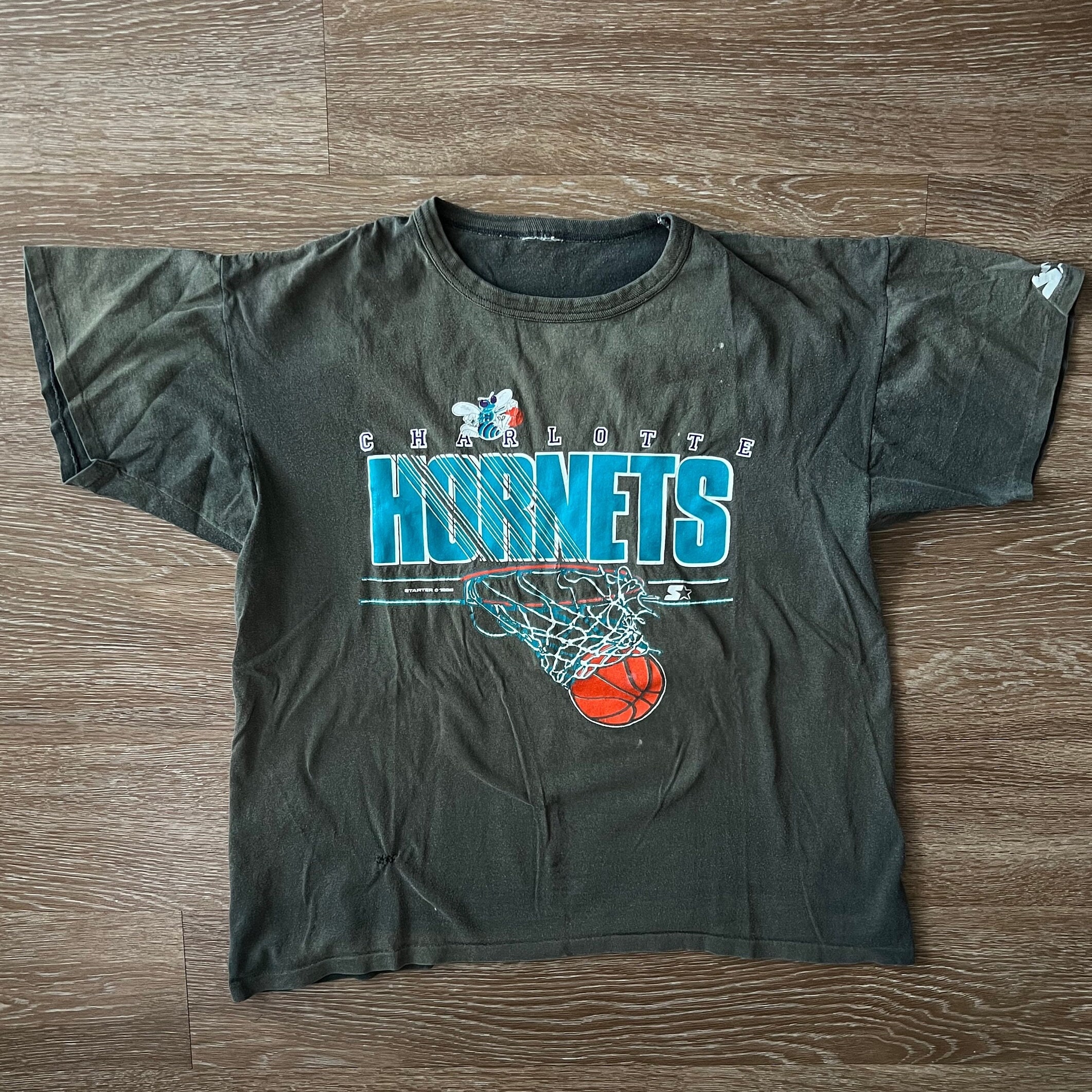 qt Trendy Charlotte Hornets Incline Stack Vintage Tee - Faded Aqua/Unisex Tee/3XL