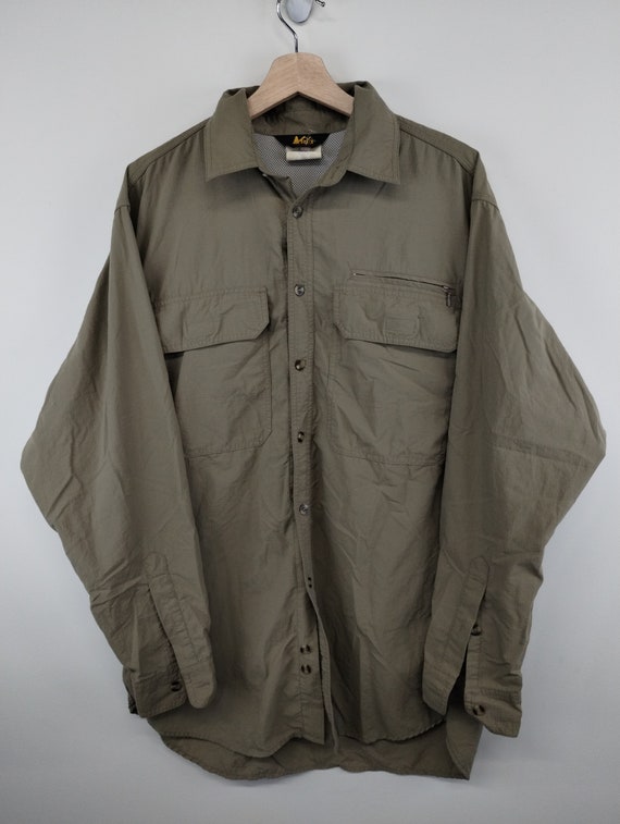 M 90’s Rei Button Up Shirt Overshirt Tan Medium S… - image 1