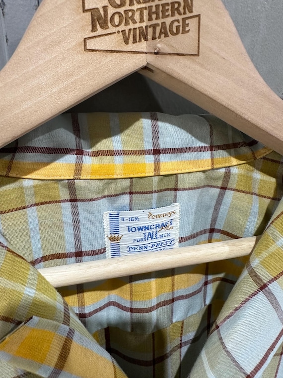 True Vintage 60's Towncraft Yellow Plaid Loop Collar Two Pocket
